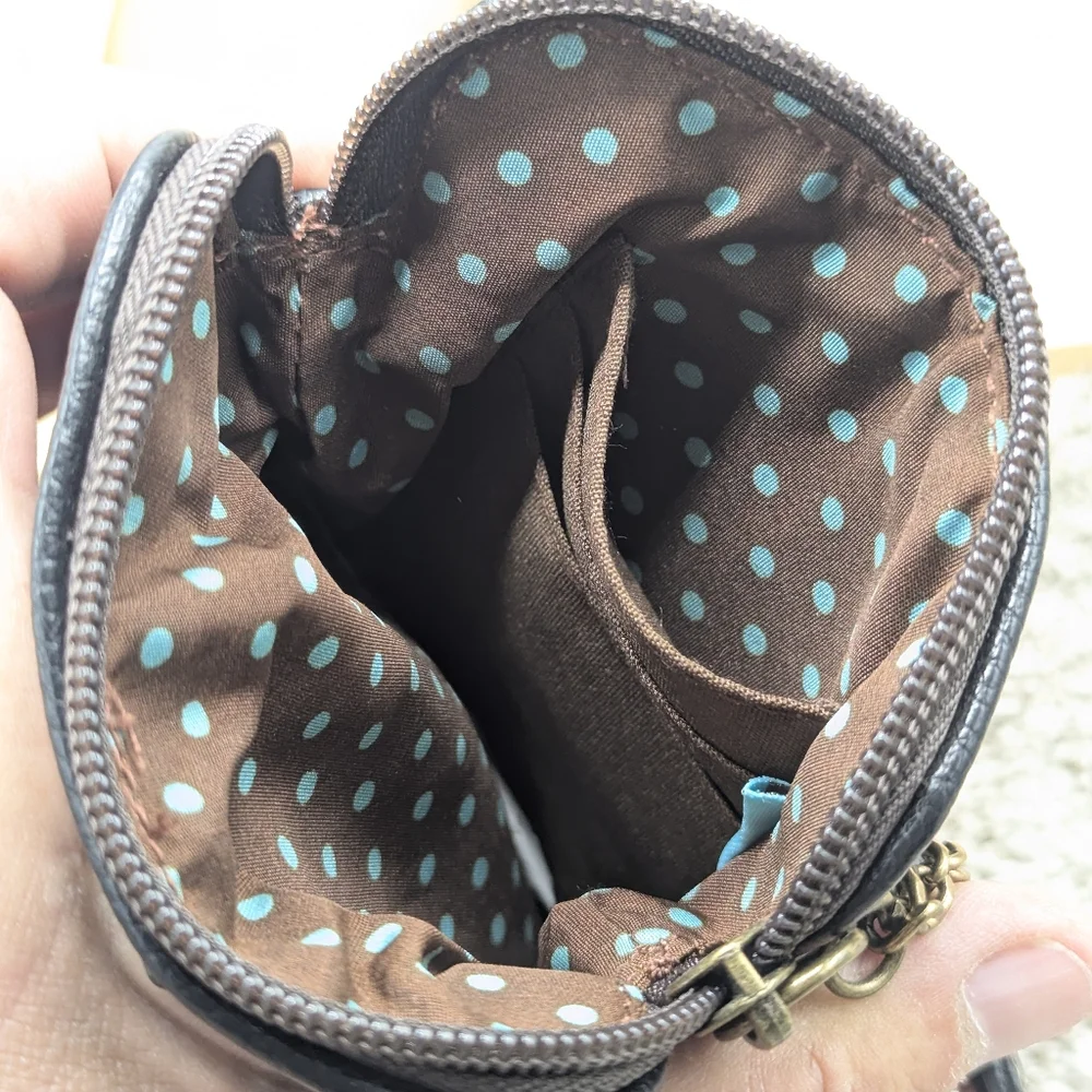 Chala Raised Leather Rooster Design Small Purse Shoulder Bag Card Phone Holder - Picture 4 of 5